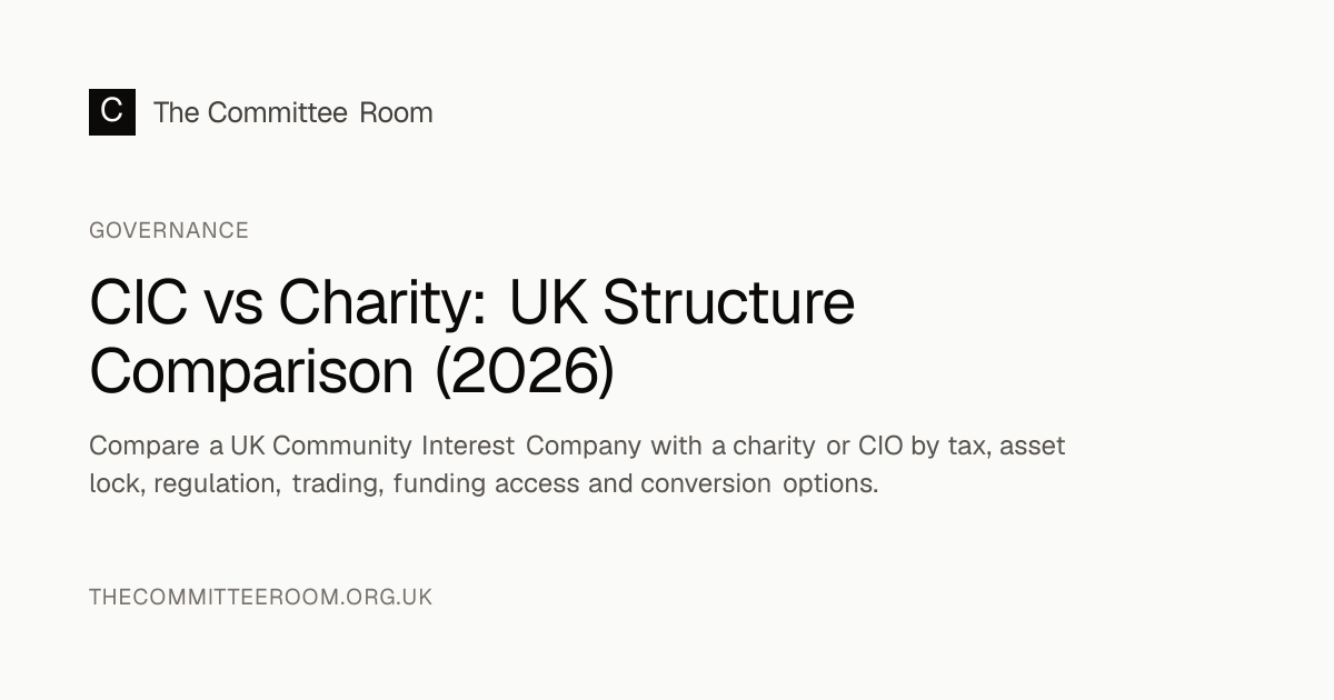 CIC vs Charity: UK Structure Comparison (2026)